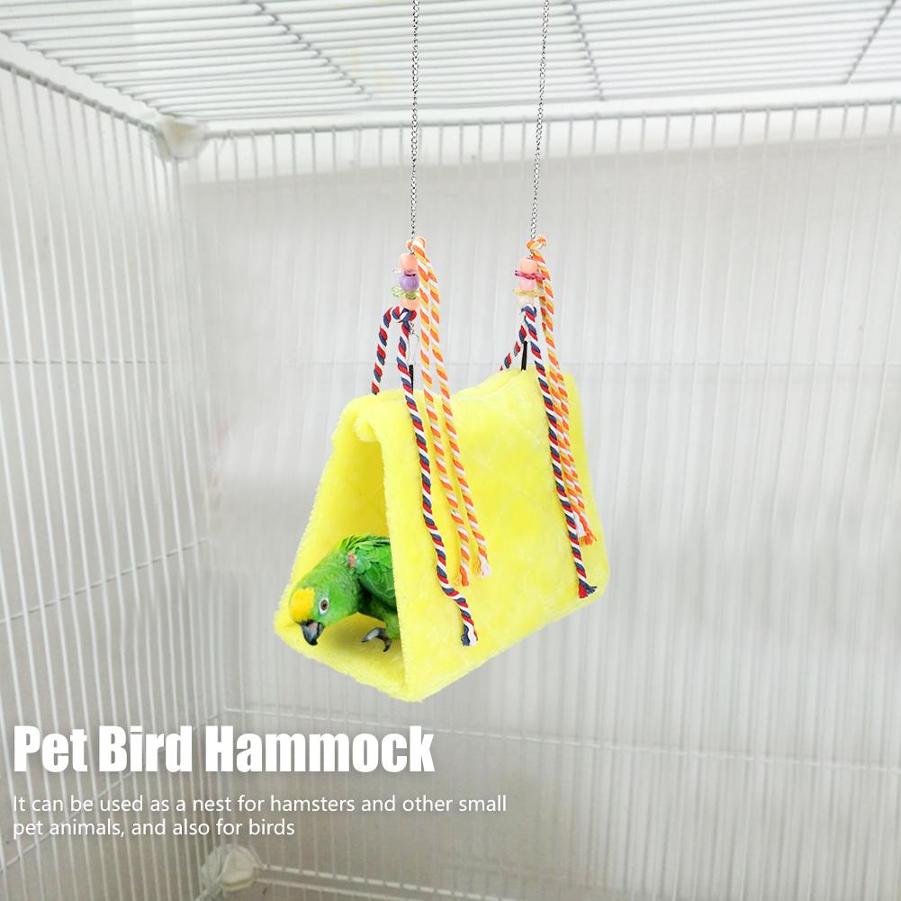 Pet Bird Plush Nest Swing Comfortable Hanging Bed Hammock Play Toy for Parrot YellowS