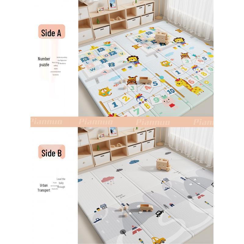 Foldable, Odorless Foam Baby Crawling Mat - Thick, Interlocking Design for Infant Play In Living Room (Girls)