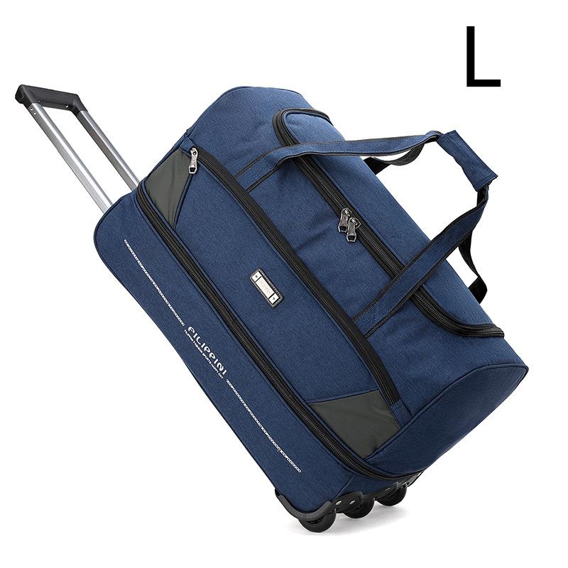 

Дорожная сумка на колесах из ткани Оксфорд Унисекс для выездных путешествий Посадочная деловая сумка Большой вместимости Складная Многофункциональная сумка для хранения L синий