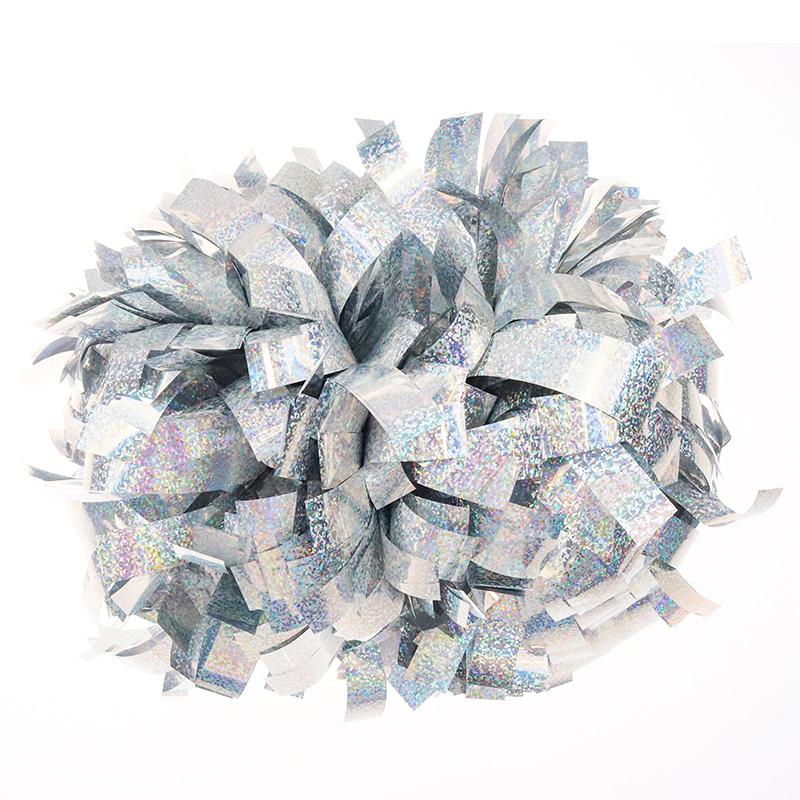Colorful Laser Cheerleading Pom Poms with Baton Handle for Team Spirit Sports Dance Cheering Kids Adults