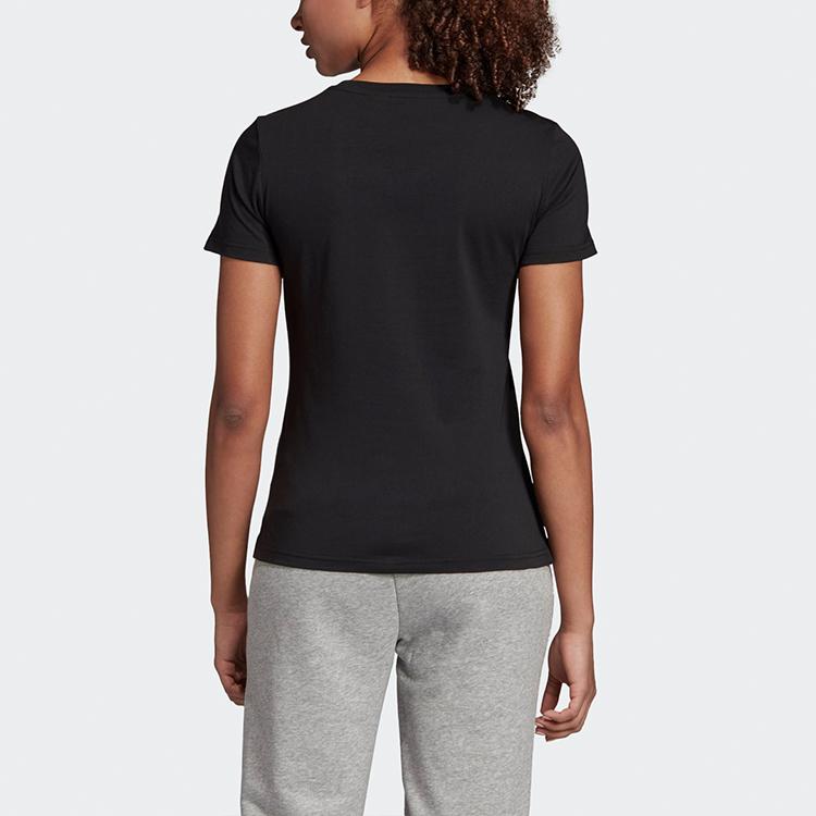 Adidas Logo Print Casual Round Neck Short Sleeve T-Shirt Women T-Shirts Black EI4569