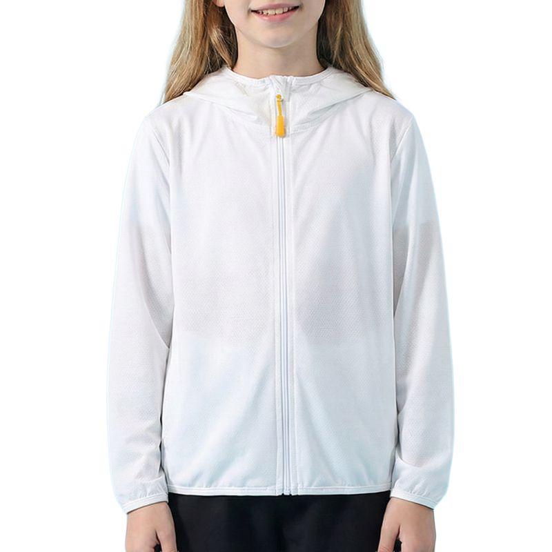 Kids Lightweight Hooded Sunscreen Coat Outdoor Sun Protection Jacket