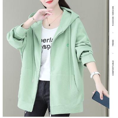 Felpa con cappuccio e zip larga da donna, cardigan largo, cappotto taglie forti