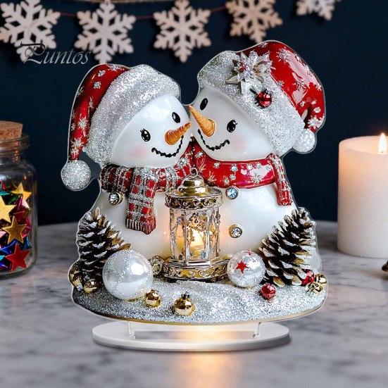 Christmas Party Supplies 2D Acrylic Angel Figurine with Warm LED Lights, Glowing Holiday Tabletop Decorative Signs Decor for Home Living Room