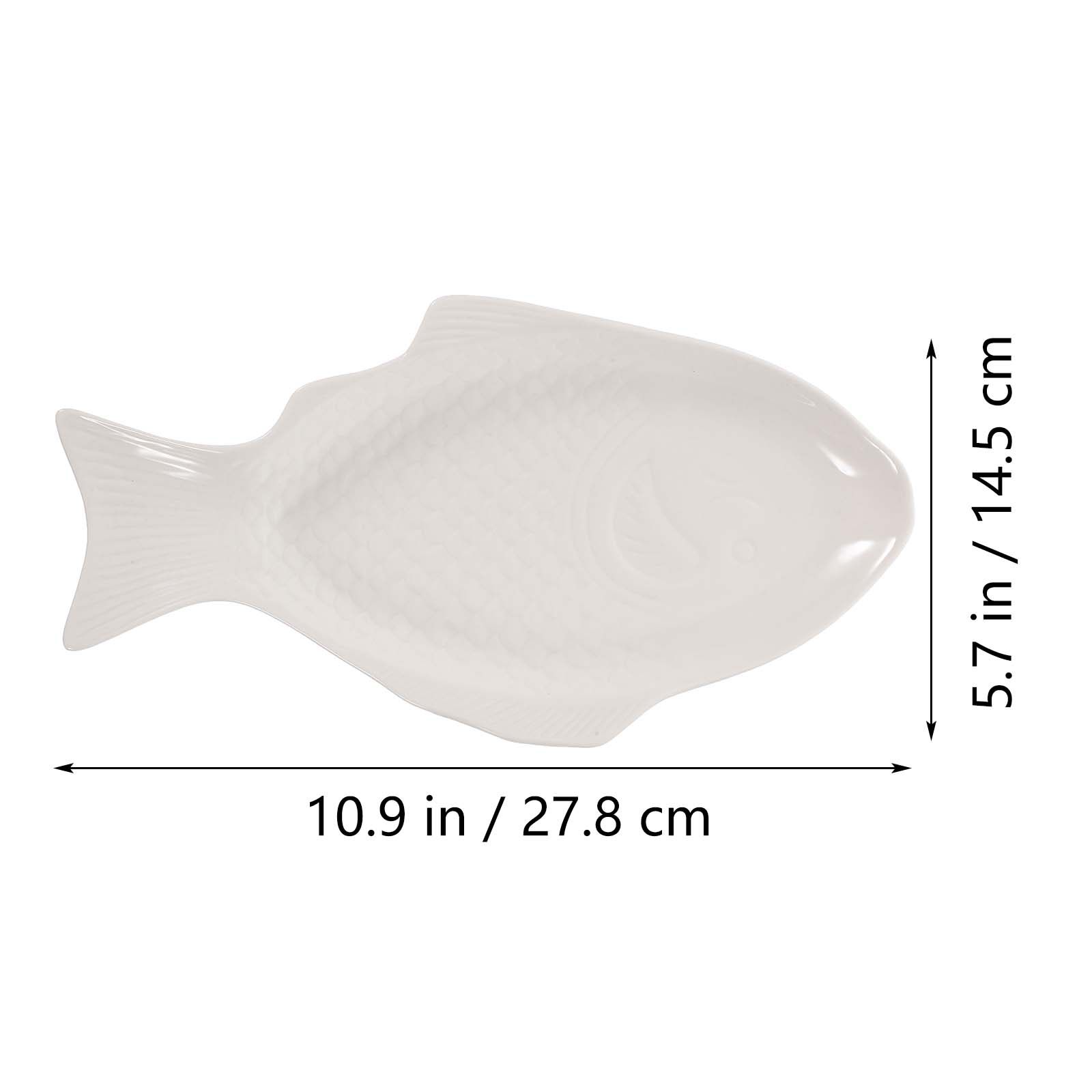 Ceramic Fish Shaped Dish Dark Green 13 Inches Creative Plate Snack Storage Serving Platter for Family Gatherings Weddings белый
