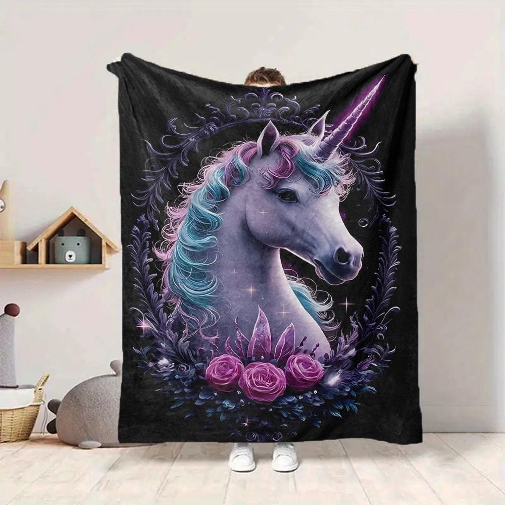 1pc Unicorn Fantasy Artwork Blanket Lightweight Blanket Throw Blanket For Sofa, Bed, Travel, Camping, Livingroom, Office, Couch, Chair Yy251010064