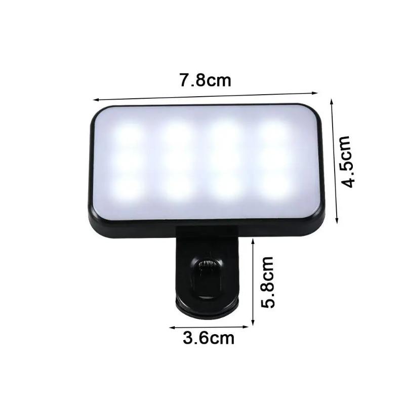 Portable Mini LED Selfie Fill Light 3 Modes Adjustable Brightness USB Rechargeable Lamp for Phone Computer Live Video Makeup