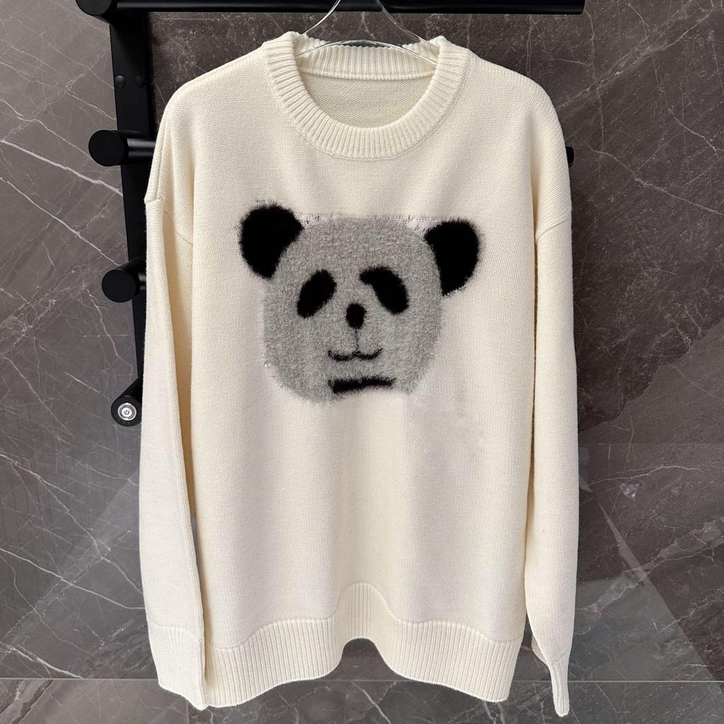 Plush Panda Women's Autumn/Winter Retro Loose Mid-Length Wool Sweater