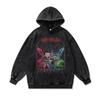430G Heavy Cotton Washed Old Hooded Sweater American Retro Cartoon Printed Hoodie Jacket Men