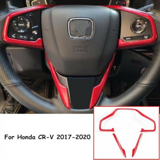 3X Red Car Steering Wheel Decor Cover Trim For Honda CR-V CRV 2017-2021 2022