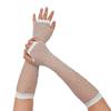 Rhinestone Fishnet Half-Finger Party Gloves