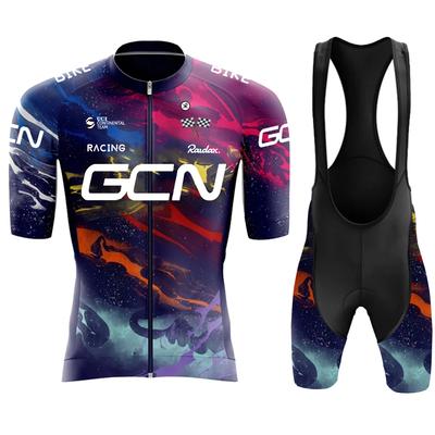 2025 Neu Herren Sommer Radfahren Kurzarm Rennrad Atmungsaktives Shirt Radsportteam Trainingsanzug Trägerhose Schnelltrocknend Set