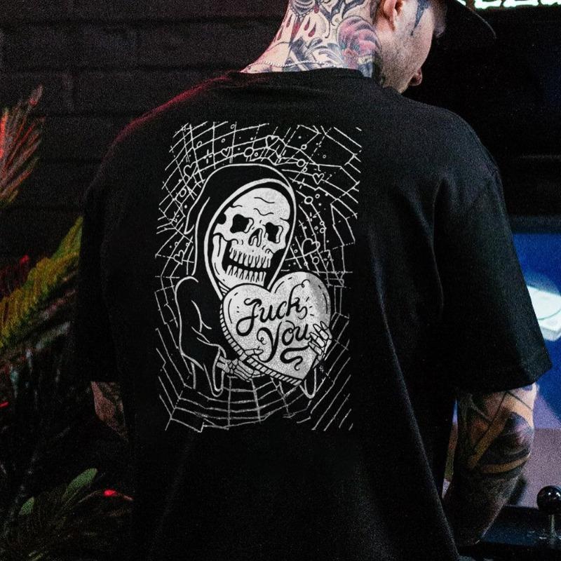 Cool Biker Drinking Beer Skull Graphic Men Cotton Tshirts Summer Punk Rock Clothes Halloween Party Tops Ropa Hombre Camisetas