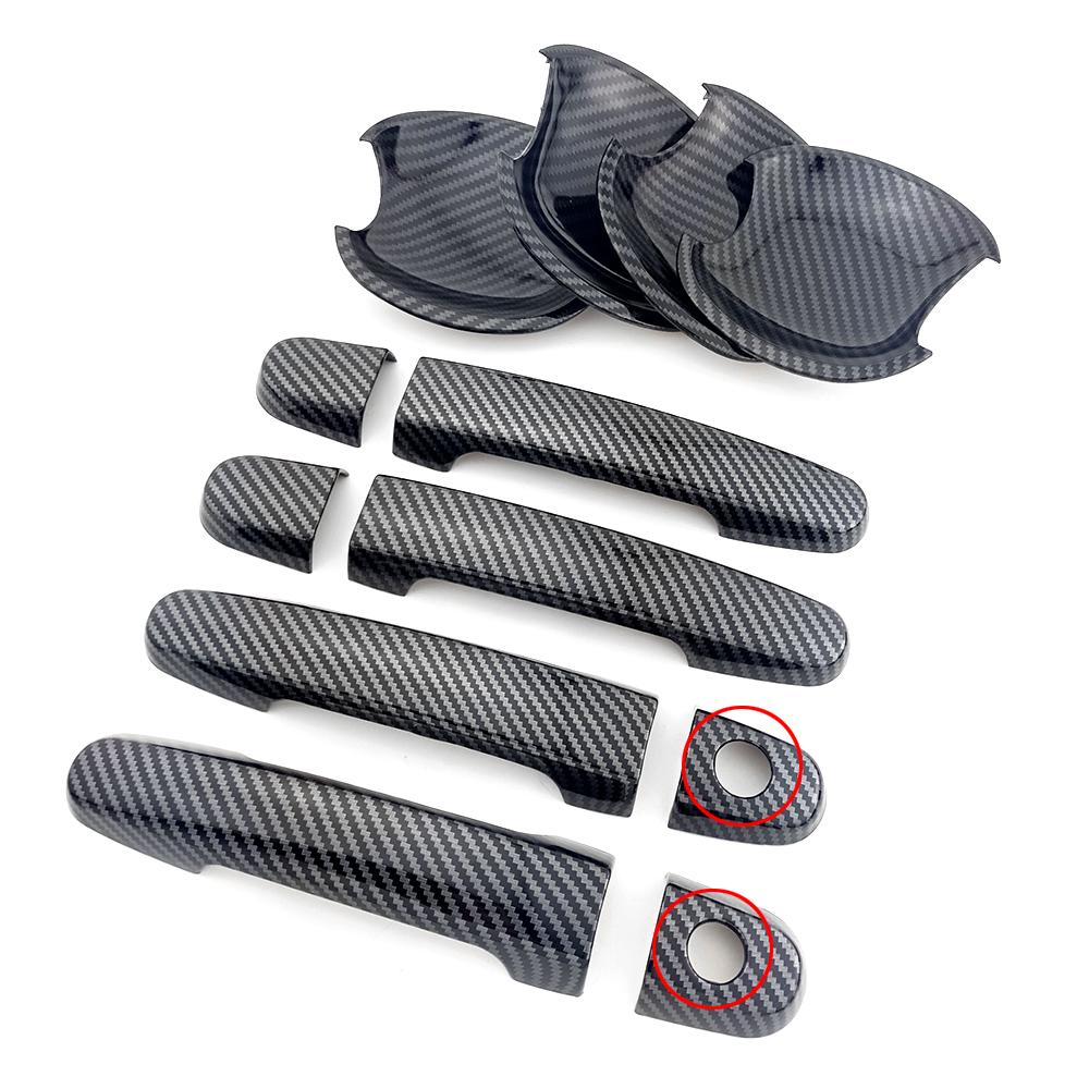 For Toyota Corolla 2003-2012 Camry RAV4 Highlander Carbon Fiber Color Door Handle Cover Trim and Door Bowl Cap Anti Scratch 2 Keyhole Set