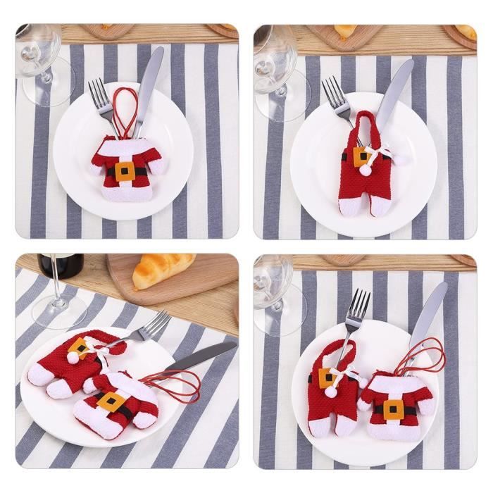 Bestecktaschen - Partydekoration - Weihnachten - 6 Taschen - Polyester - Weihnachtsmannkostüm