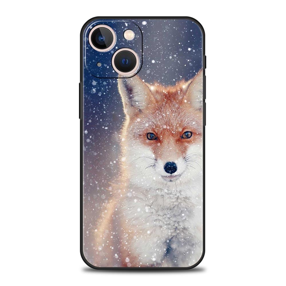 Cute Cartoon Animal Fox Phone Case For iPhone Apple 14 13 12 11 Pro Max Mini 7 8 Plus XR XS X SE 2020 Black Silicone Cover Coque