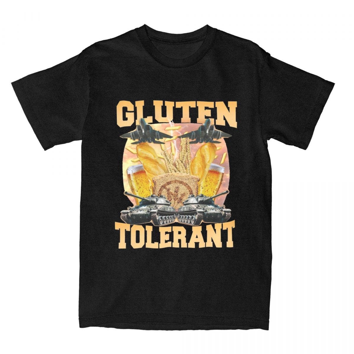 

Creative Gluten Tolerant Funny Meme T Shirt Men Women Pure Cotton Wheat Bread Beer Tee Shirt Unique Clothes XXXL чёрный