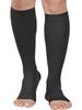 Open-Toe Compression Socks: Women's Zippered Venous Calf Support for Sports