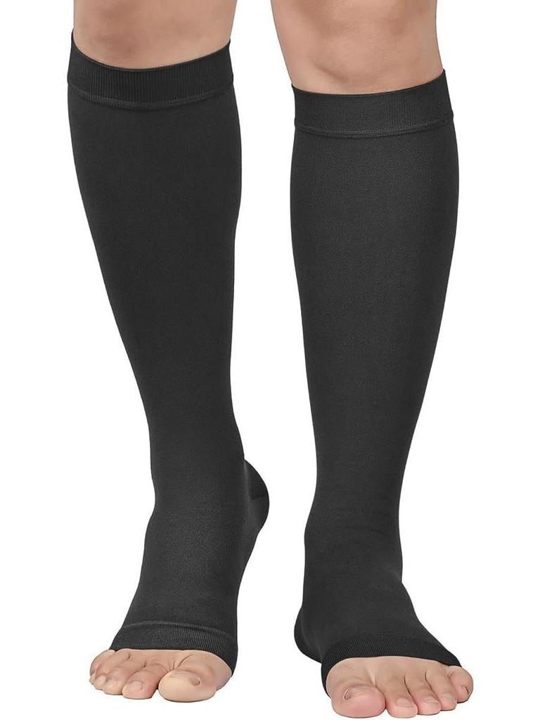 Open-Toe Compression Socks: Women's Zippered Venous Calf Support for Sports