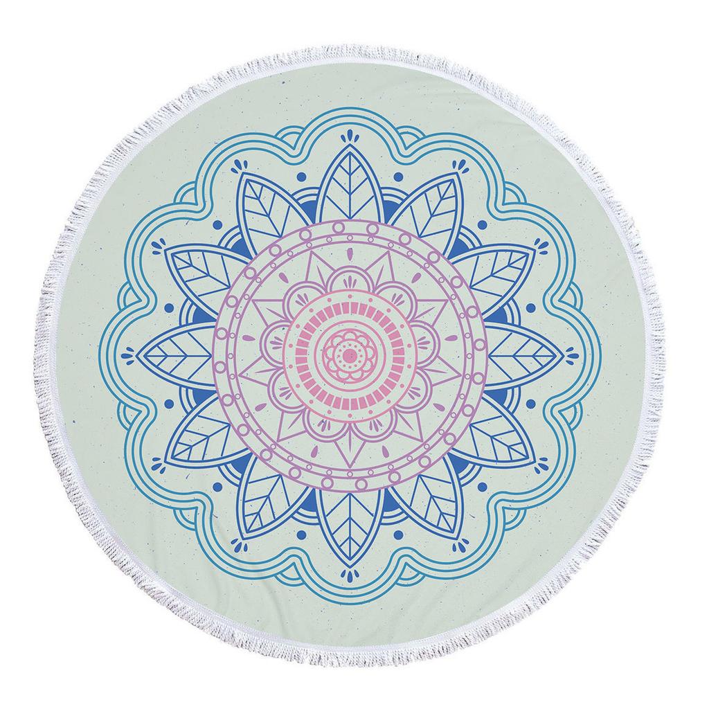 Bohemia Mandala Round Beach Towel Tassels Microfiber Exotic Flower Geometric Pattern Bath Towel Picnic Yoga Mat Bikini Cover Up