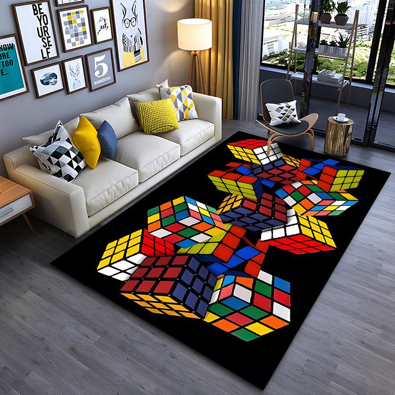 

Colorful 3D Rubik s Cubes Design Rug Suitable for use as an anti-slip game mat for living room and bedroom sofas 40x60cm( 15x23in )