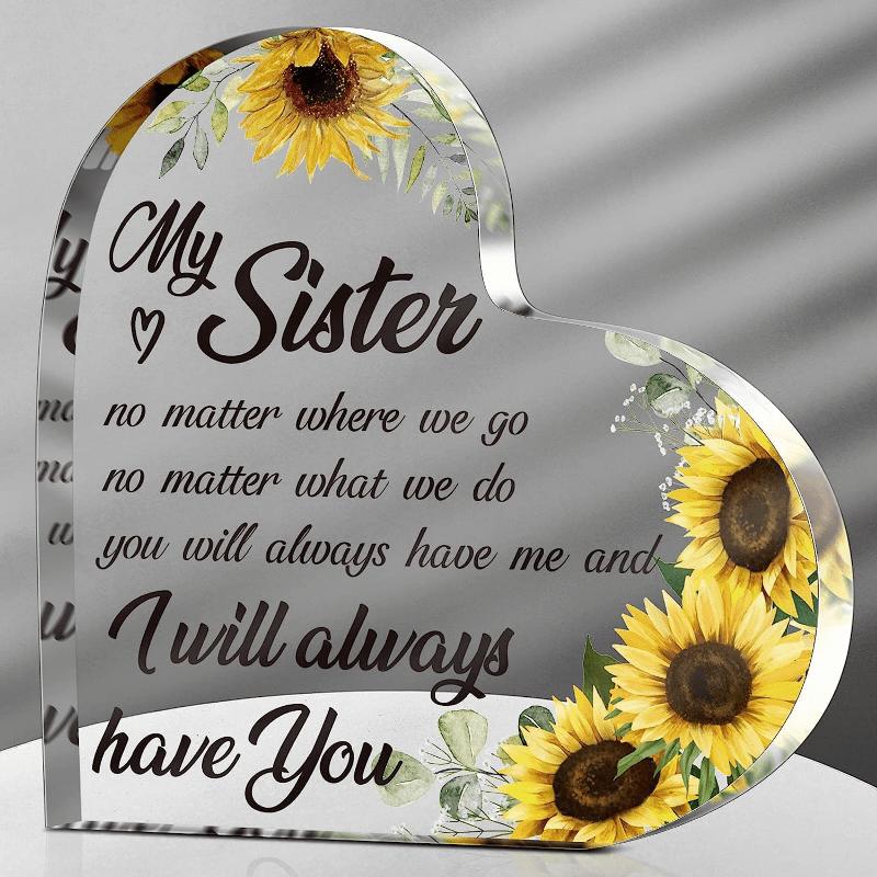Sunflower Friendship Gift. Acrylic bestie or sister present for birthdays & thank yous.