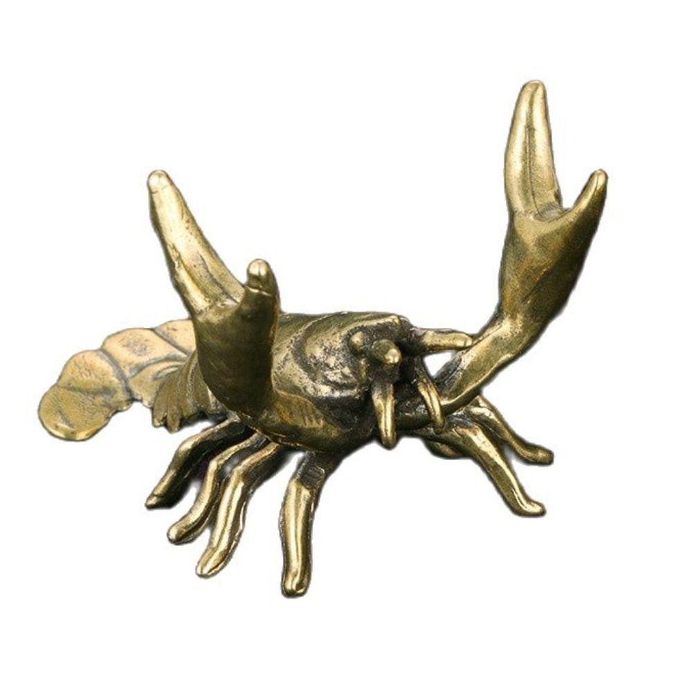 Handicraft Crayfish Ornament Retro Antique Art Crayfish Animal Sculpture Solid Brass Carving Miniatures Figurines Collection