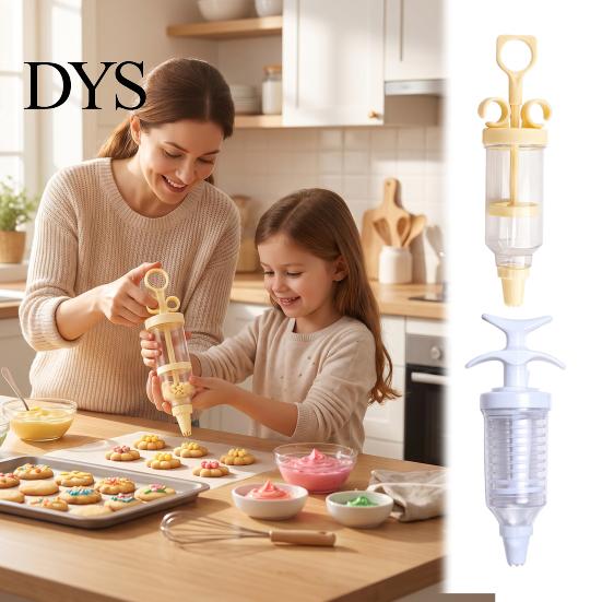 Easy Grip Icing Dispenser Cake Decorating Kit with 8 Interchangeable Nozzles, Cream Frosting Decorator Tool, Transparent Handheld Tool Barrel