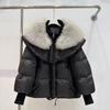 Womens Short Puffer Coat With Faux Fur Collar Loose Fit Thick Duck Down Winter Jacket Cold Weather