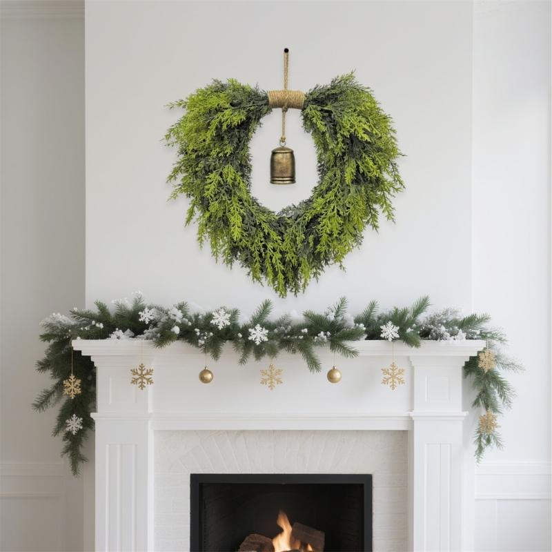Sustainable Heart Bell Christmas Garlands Portable Safe Holiday Wreath Durable Indoors Festival Decors