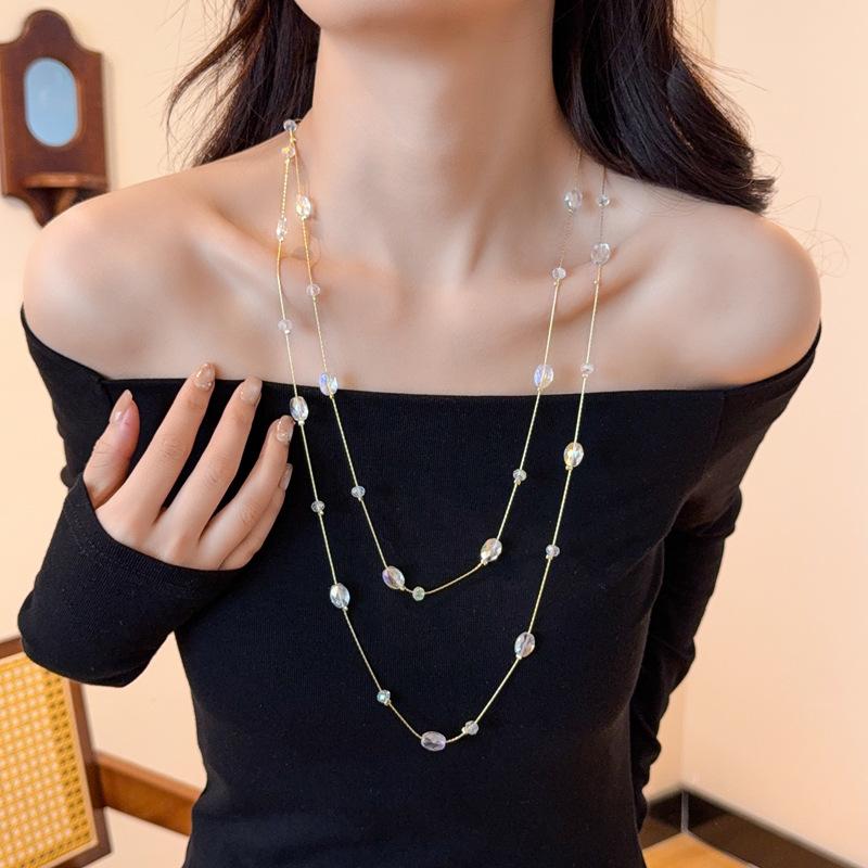 Fashion Multi-layer Sweater Chain Versatile High-grade Sense of Temperament Necklace Clothes Accessories Pendant Waist Chain