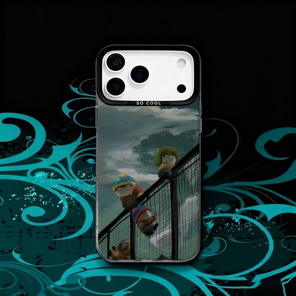 Cartoon S-South P-Park Matte Fingerprint Proof Phone Case For iPhone 17,16,15,14,13,12,X,8,Pro,Max,Plus,SE4,Air,Mini