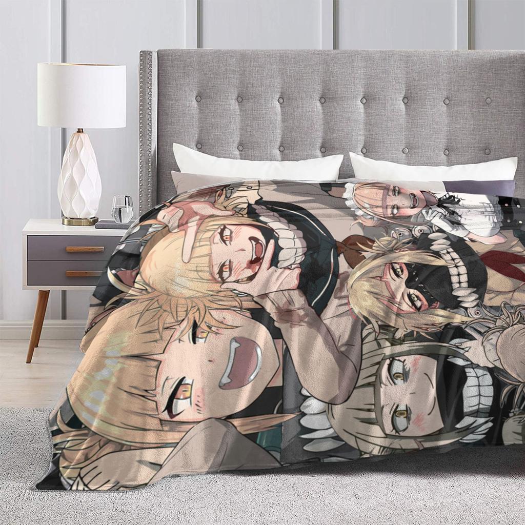 Himiko Toga Tribute Pattern Flannel Throw Blankets Boku No My Hero Academia Manga Blankets for Bedding Office Warm Quilt,