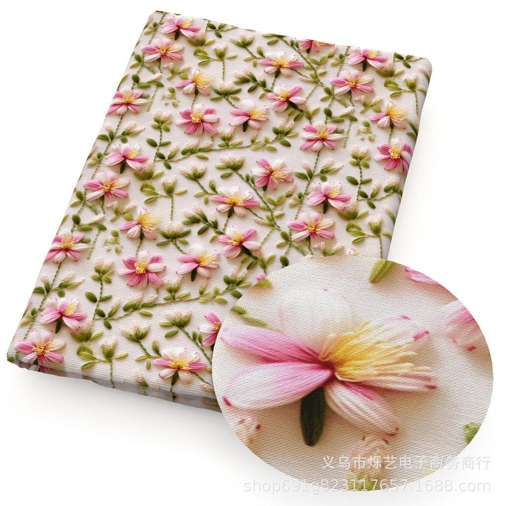 DIY Synthetic Leather Fabric Flowers Florals Printed Imitation Embroidery Faux Leather Shoes Imitation Embroidery