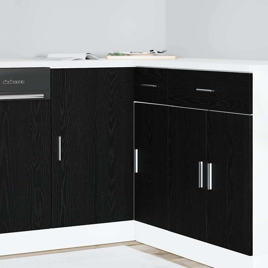 Kitchen Corner Base Cabinet Black Oak Effect 86 x 46 x 81.5 cm