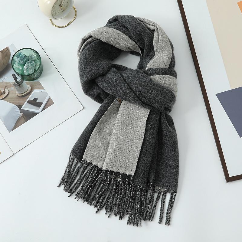Double-sided Two-color Scarf for Women Autumn and Winter High End New Wool Scarf Shawl Imitation Cashmere Scarf