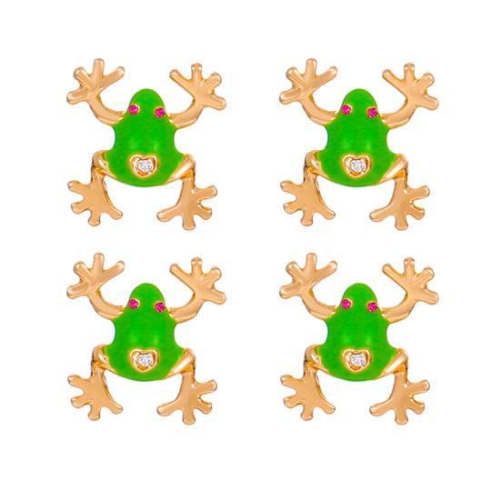 1/2 Pairs Frog-Shaped Earrings Sparking Rhinestones Inlaid