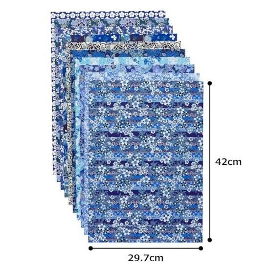 Washi Kawa Sumi Tokusen Aizome-style Hand-dyed Chiyogami Yuzen A3 Approximately 29.742cm 10 Patterns Included