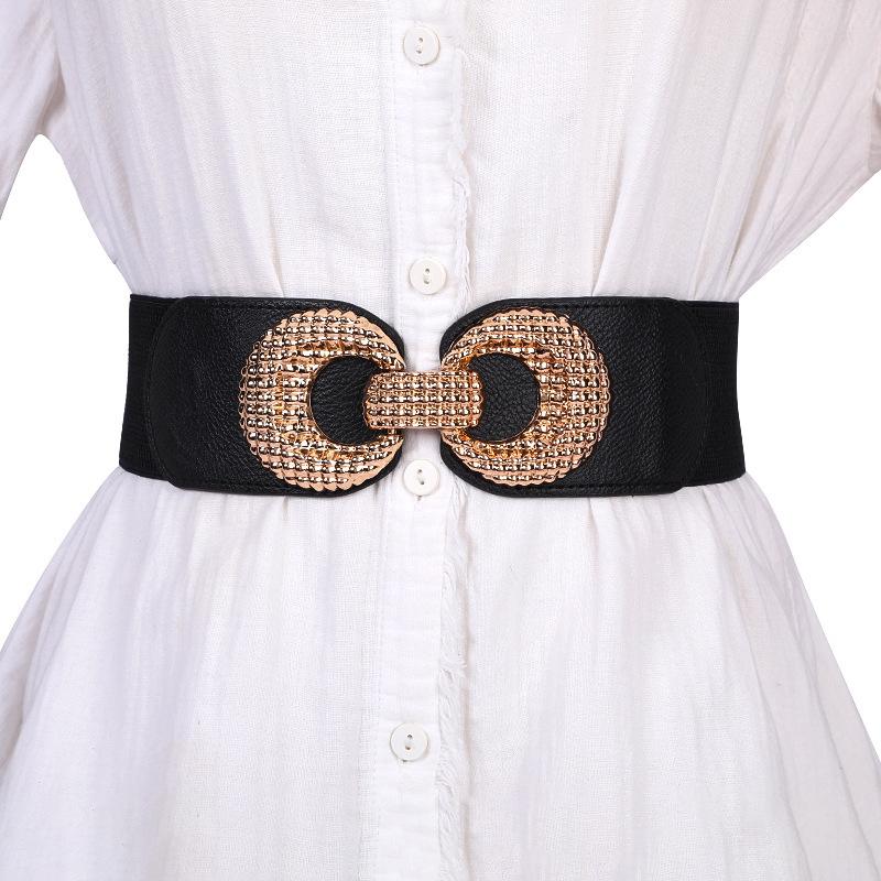 Fashion Ladies Elastic Wide Waist Seal Down Jacket Casual Elastic Belt Sweater Decorative Belt
