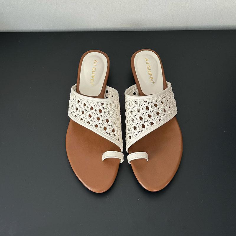 

Fashion Summer Beach Women Low Heel Slippers Shoes Luxury Female Slides Sandals Fashion Pointed Toe Ladies Heeled Slippers Flip flops 35 бежевый