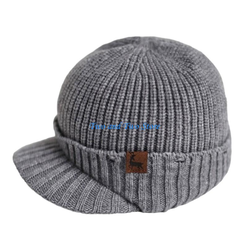 HX6F Fashionable Ribbed Warm Lined Equestrian Design Unisex Winter Hat