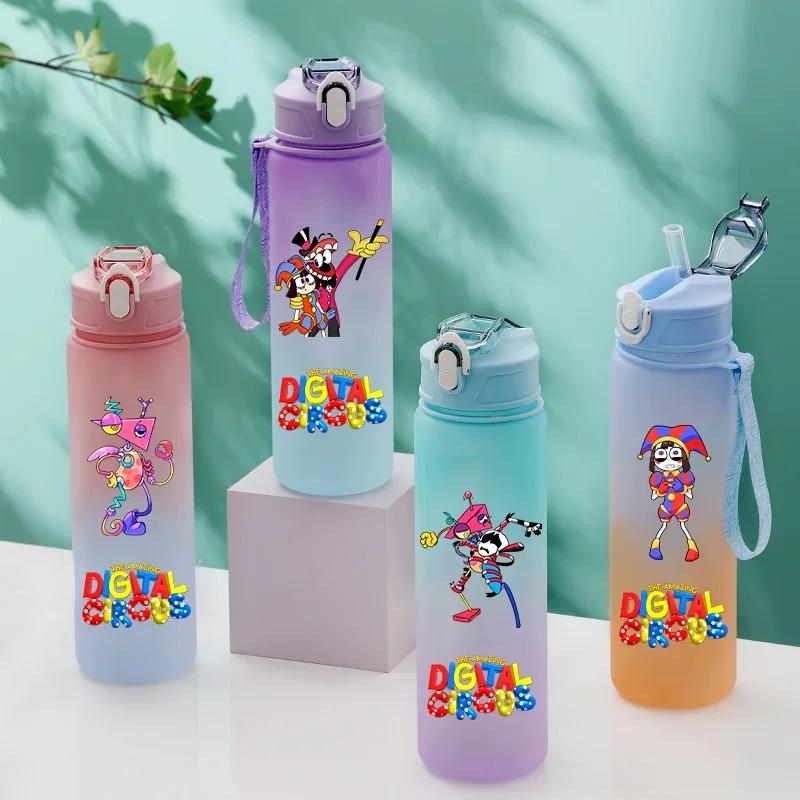 750ML Niesamowity Cyfrowy Cyrk Kreskówka Duża Pojemność Kubek na Wodę Outdoor Szczelna Butelka na Wodę Przenośny Kubek na Wodę ze Słomką