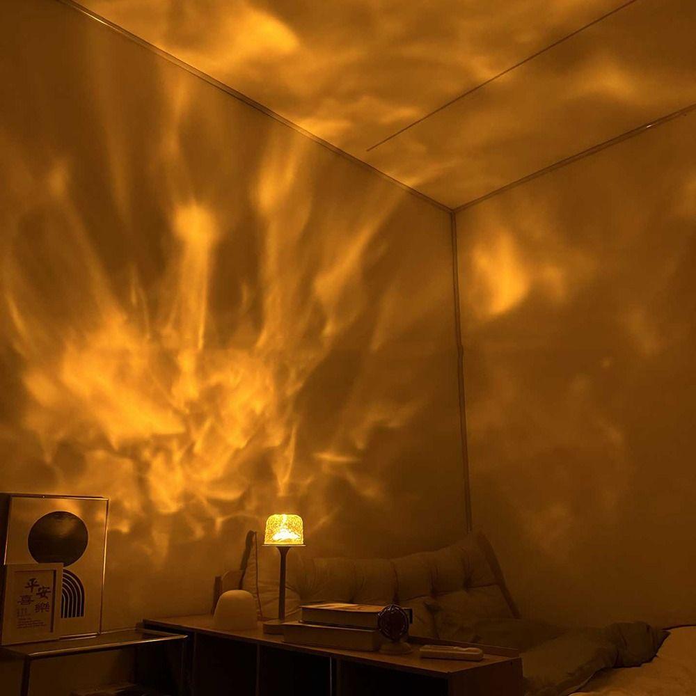 High Footed LED Atmosphere Desk Lamp Water Ripple Romantic Projection Night Light Touch/Remote Control Non-slip Bottom