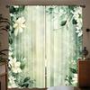 Set Of 2 Minimalist Sheer Curtains Green White Floral Print Living Room Bedroom Decor Design Curtain With Rod Pocket Polyester Ideal For