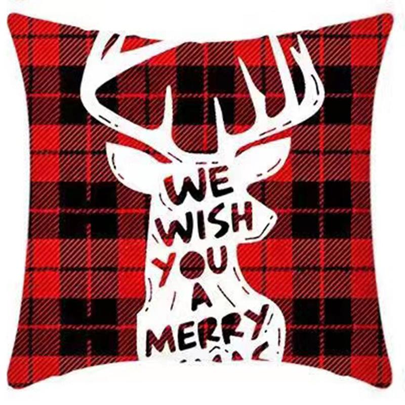 New Christmas Sofa Pillow Cover Home Animal Letter Print Bedside Pillow Cover