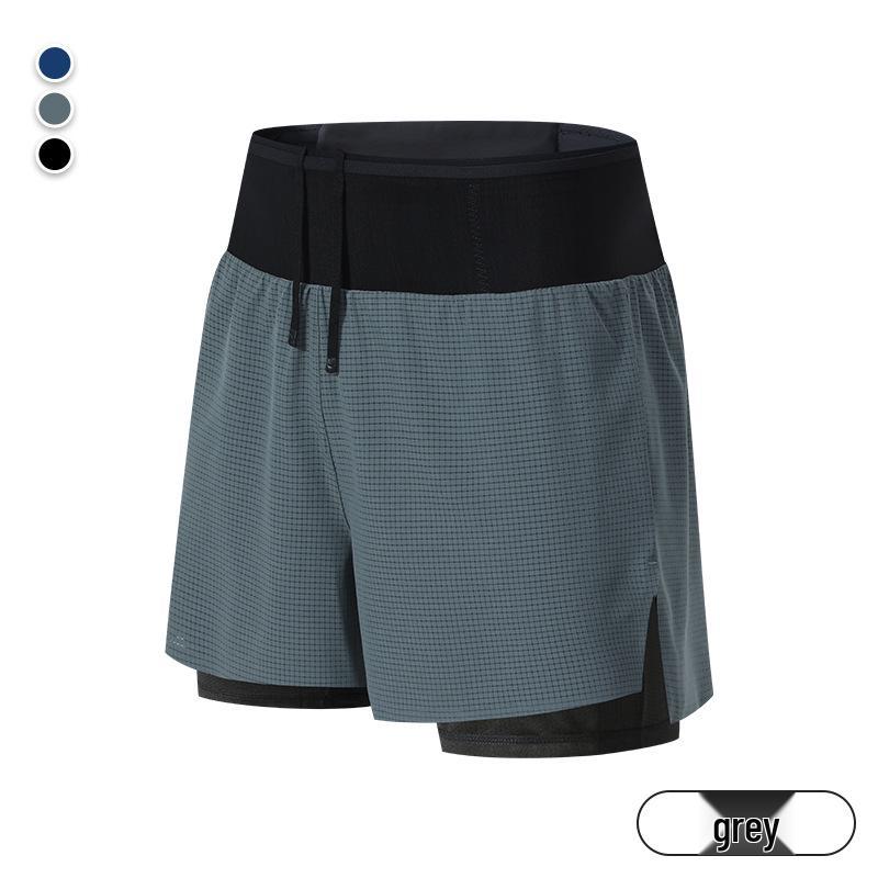 Men's Double-Layer Outdoor Multi-Pocket Fitness Shorts