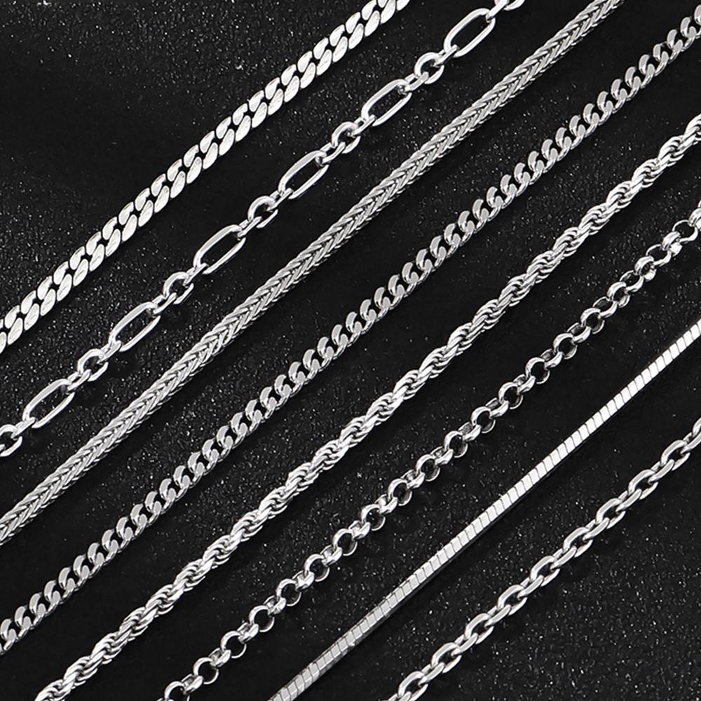 Rinntin Zinc Alloy Sterling Zinc Alloy Italian 2.6/3.7/5.0mm Flat Mariner Chain Necklace for Women Men Fashion Neck Chain Zircon SC78