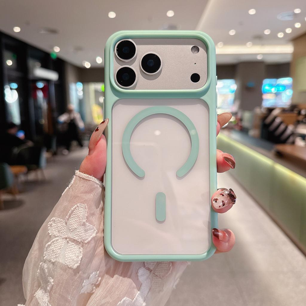 For Apple 17 Pro Max Magnetic Charging Transparent Phone Case N52 Strong Magnetic Ultra-Thin Frosted Edge