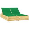 VidaXL Double Sun Lounger and Cushions Green, Impregnated Pine Wood
