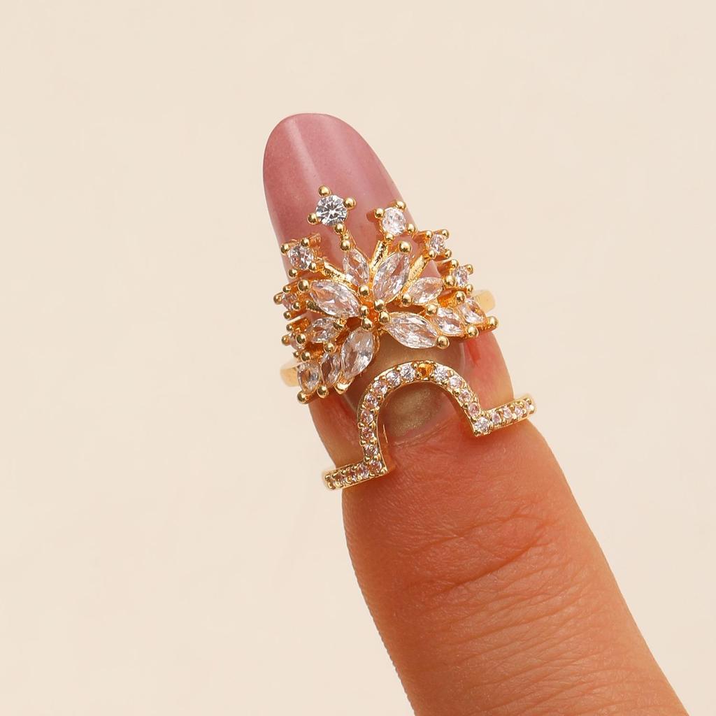 Women's Copper Inlaid Zirconia Manicure Ring – Detachable & Stylish